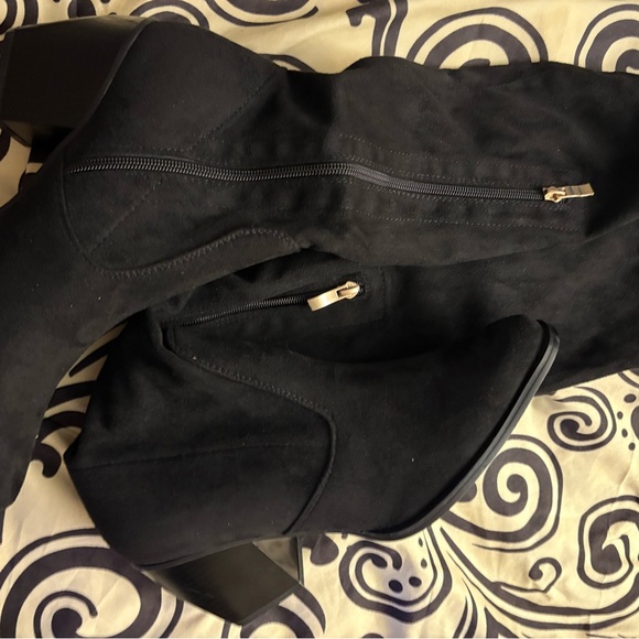 Dream Pairs Women's Elegant Black Over the Knee Boots Gold Zippers 3 inch Heels - Picture 8 of 12